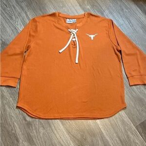 Orange Long Sleeve Shirt with Lace-Up Detail